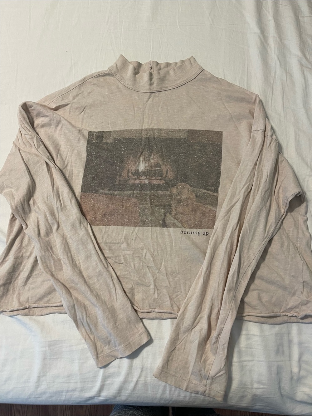 aerie Vintage Fireplace Graphic Long Sleeve Tee in Pale Blush